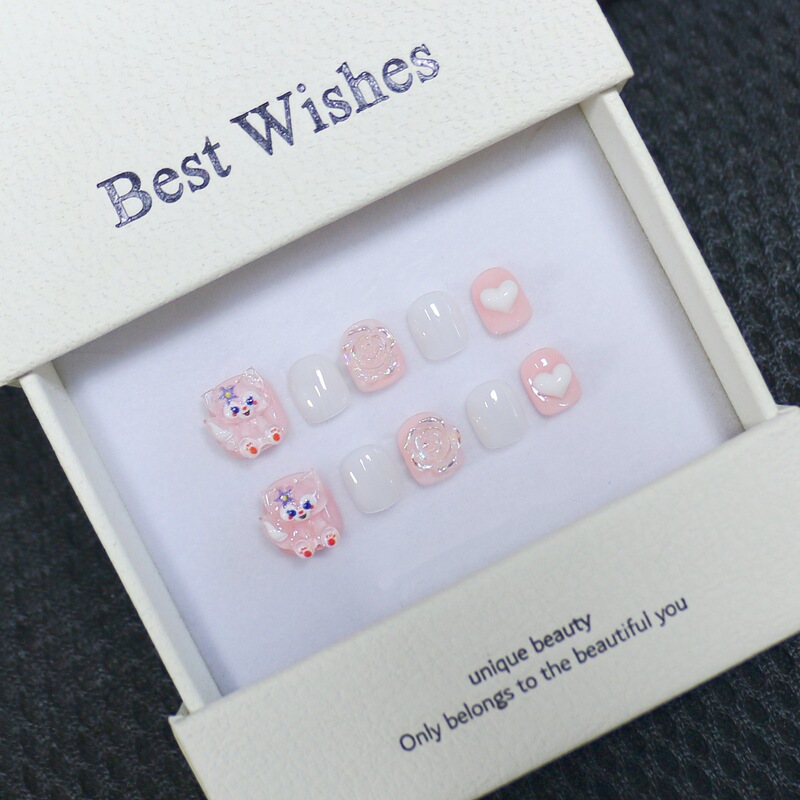 Children's Special Wearable Nails, Handmade and Non-Toxic, Short Cute Cartoon Nail Patches for Girls Aged 3-12 Years Old Children's Special Wearable Nails, Handmade and Non-Toxic, Short Cute Cartoon Nail Patches for Girls Aged 3-12 Years Old