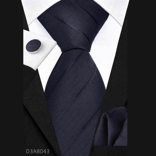 Men's three-piece business tie suit (8cm hand tie + pocket square + cufflinks) of the same fabric