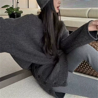 韩系秋冬新款慵懒风针织衫两件套女休闲简约圆领套头毛衣短裙套装