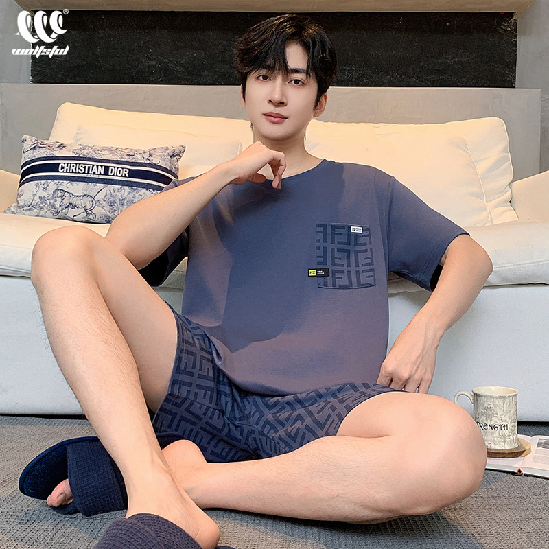 男士纯棉睡衣夏季2025年新款短袖可外穿高级感宽松大码家居服套装
