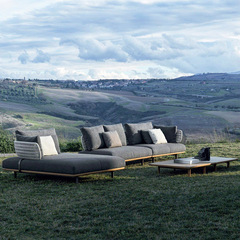 北歐戶外沙發庭院別墅休閒布藝藤編防雨防曬露台室外茶几組合家具