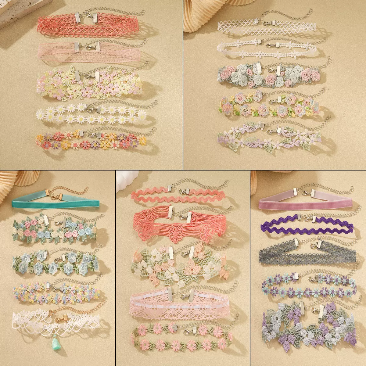 小清新刺绣蕾丝choker项圈女 田园风叠戴花边布艺个性设计项链