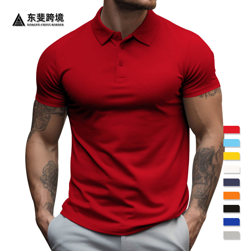 Camiseta de manga corta con cuello para hombre, estilo veraniego nuevo de Temu2026, talla grande holgada, color liso, tipo polo.