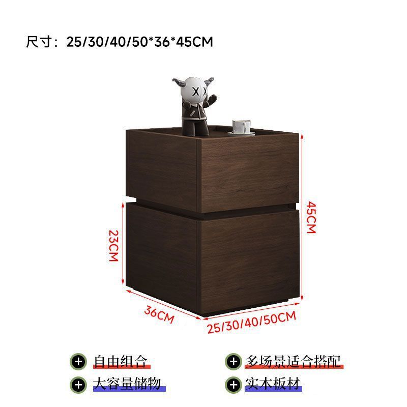 [서랍 2개가 포함된 WS001 침대협탁] 전체 호두나무 나뭇결