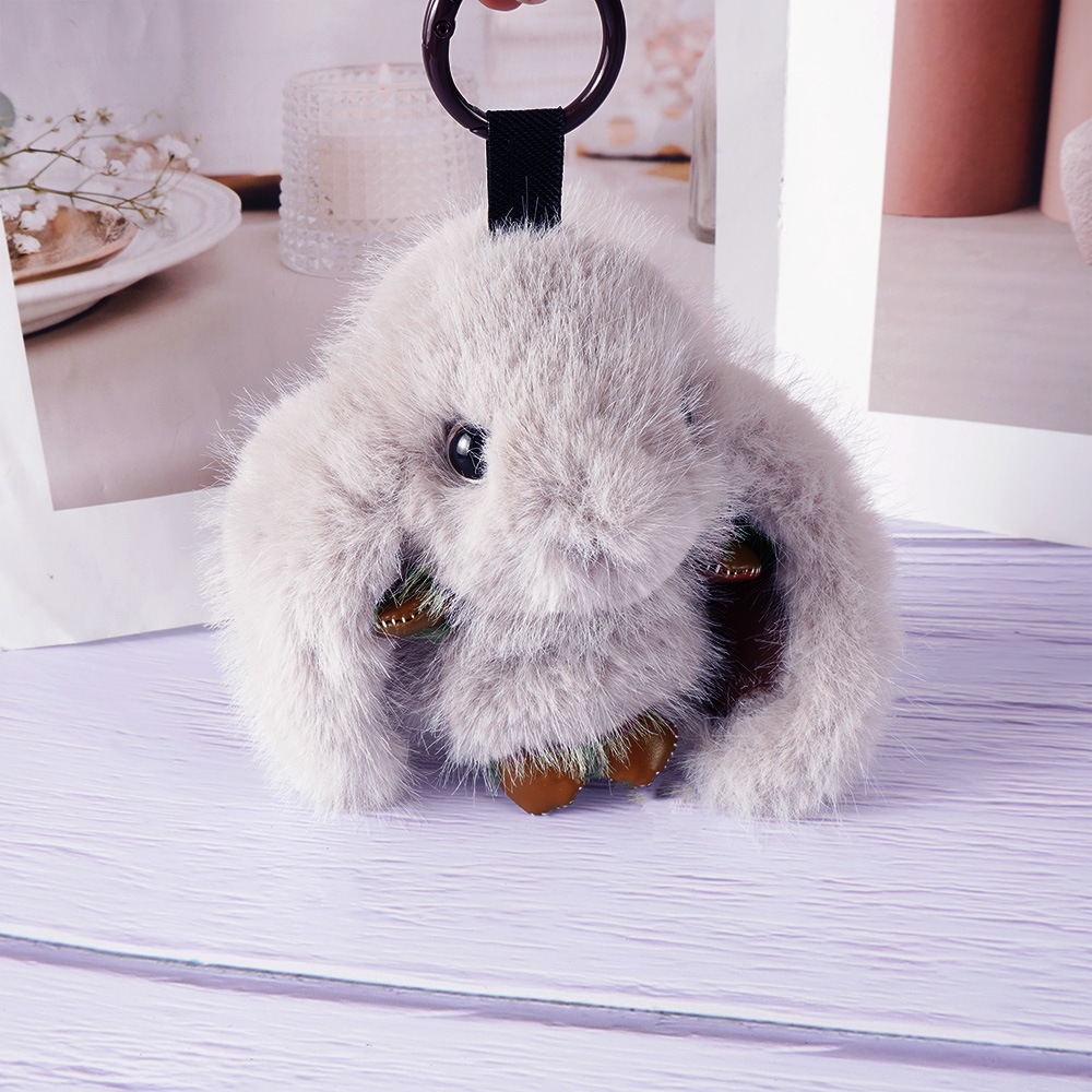 Bonita imitación de visón peluche mini pequeño conejo llavero de automóvil bolsos hechos a mano colgantes regalos de alta calidad en stock