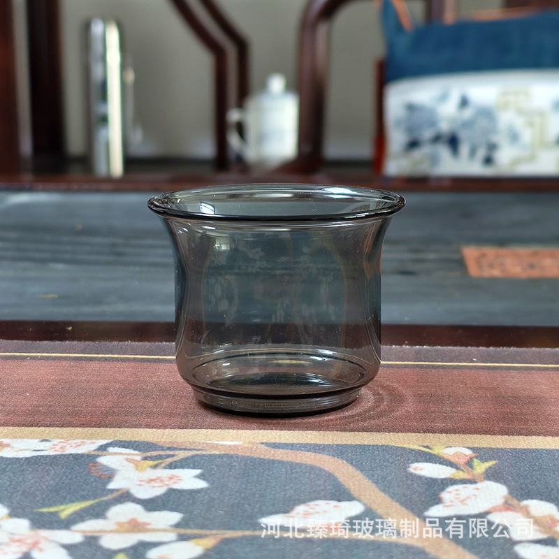 Taza de té de vidrio con asa de madera Taza de té pequeña para el hogar resistente a altas temperaturas Taza de té de hospitalidad de vidrio con alto contenido de borosilicato de hollín transparente personal