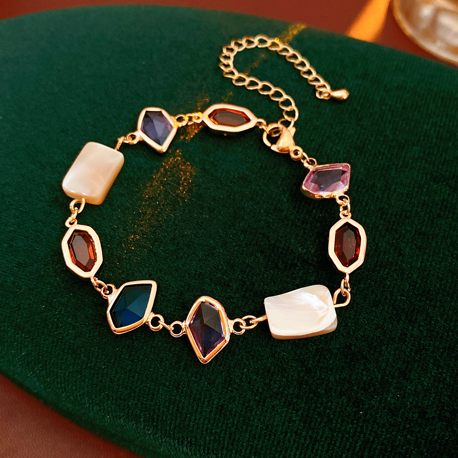 Medieval vintage conchas cuadradas pulsera collar lujo ligero nicho conjunto de alta sensación de moda retro joyería mujer image 7