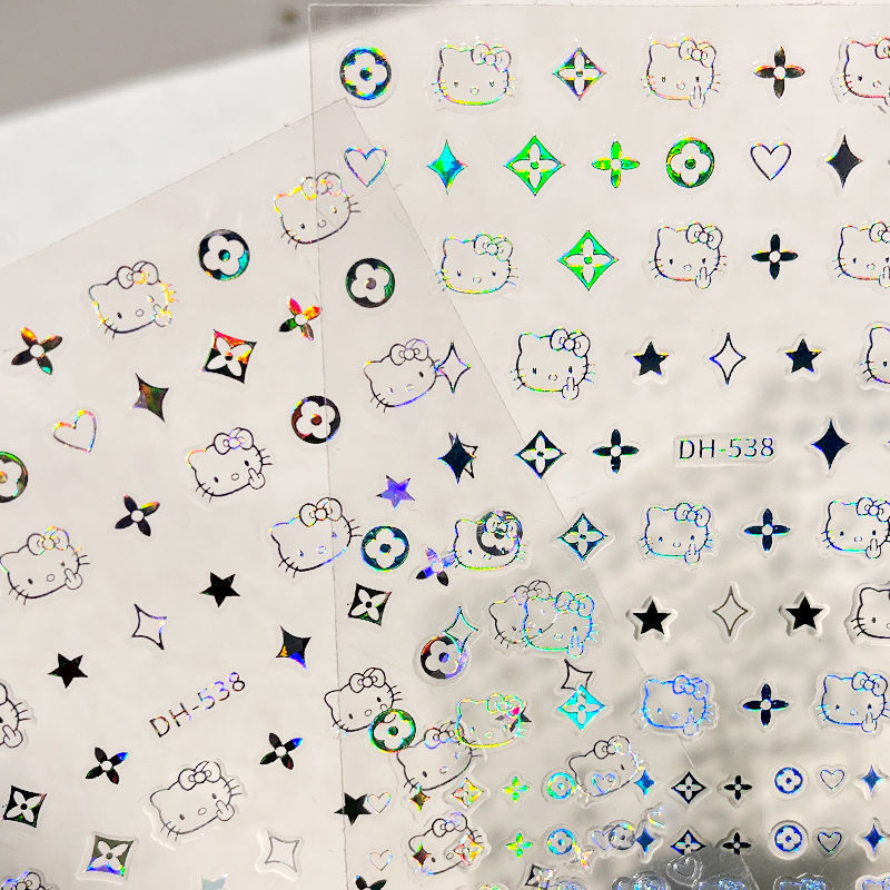 Nail sticker paper Net red KT cat nail sticker new bow star cute cat 3d three-dimensional adhesive decals Nail sticker paper Net red KT cat nail sticker new bow star cute cat 3d three-dimensional adhesive decals