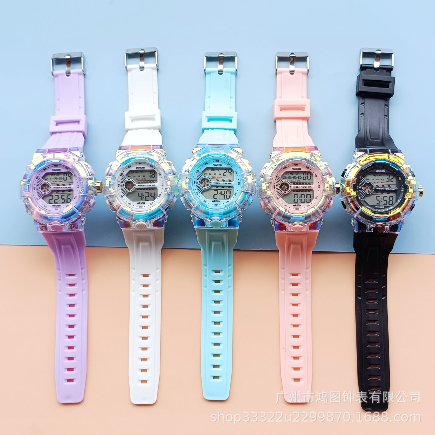 2023 Nuevo reloj electrónico de color degradado ins colorido multifuncional luminoso deportivo reloj electrónico estudiante reloj led