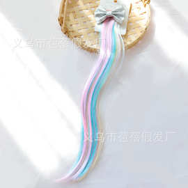蝴蝶结网纱花独角兽假发发夹装扮发饰假发发夹辫子儿童发夹发饰