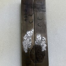 仿古铜镇尺铜实心小镇尺镇纸文房四宝纸镇书法国画摆件一对
