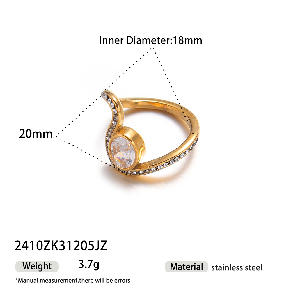 Anillo de acero inoxidable de Tayna Europa y América de lujo ligero nicho de moda personalidad anillo de incrustación de zircon blanco para mujeres no se desvanece