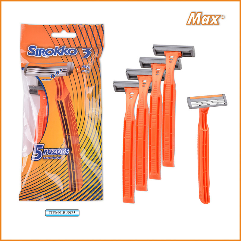 Disposable Shaver Manual 3-layer cutter head 5 color bags disposable razor Jiangsu Liyu factory direct sale