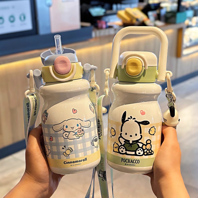 库洛米保温杯小女孩学生上学专用斜跨吸管水杯幼儿园宝宝小肚水壶|undefined
