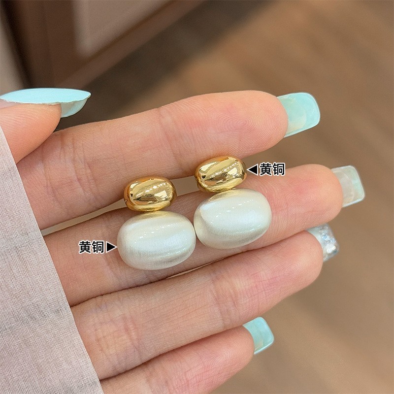 复古简约时尚百搭拉丝椭圆耳环轻奢高级感925银针耳饰设计感小众|undefined