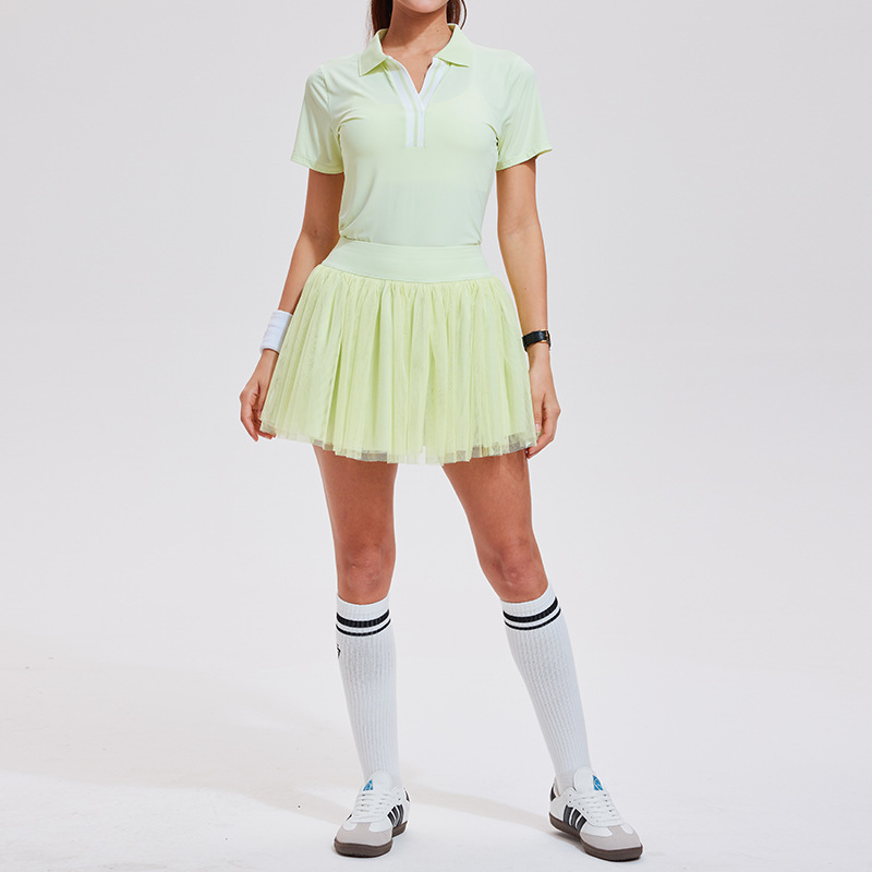 Caijue nuevo trajes deportivos transfronterizos para mujeres anti-corrido ocio camisa de polo de manga corta camisa de tenis de plumas para mujeres