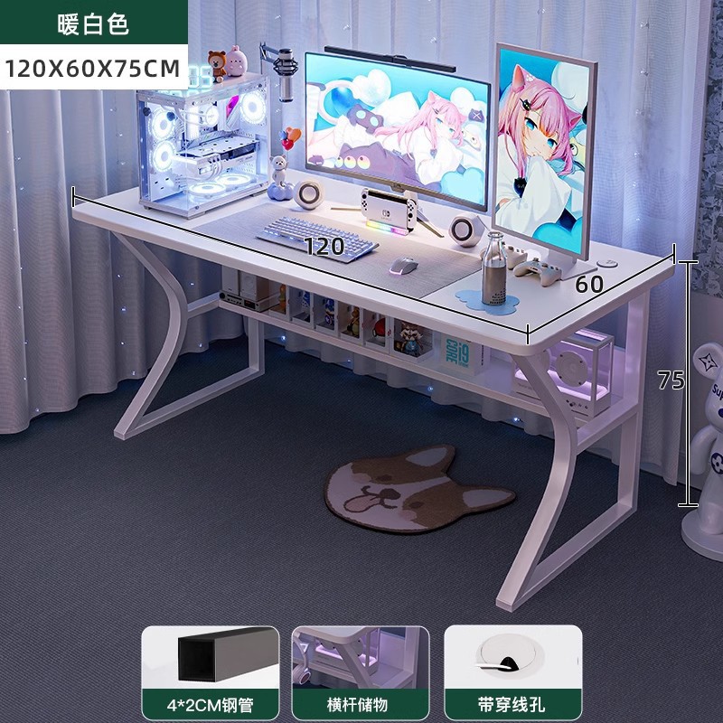 Escritorio para computadora, escritorio para el hogar, escritorio para dormitorio, escritorio de estudio para estudiantes, escritorio de oficina con almacenamiento simple, escritorio moderno para videojuegos. image 9