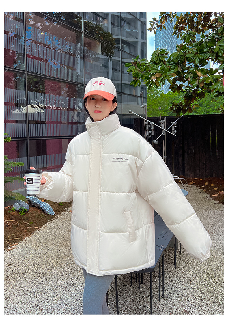 Women's Down Coat Mid Length Standing Collar Thickened Bread Style_voghion.com