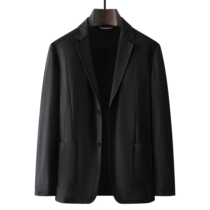 Casual Ice Silk Suit Summer New Men's Style Version Slim Stretch Suit Texture Trendy Single Suit Jacket