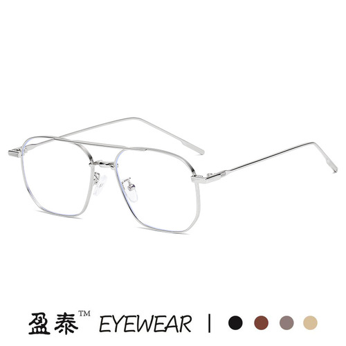 Personalized double beam irregular sunglasses Huang Zitao's same style anti-blue light glasses fashionable metal glasses literary sunglasses