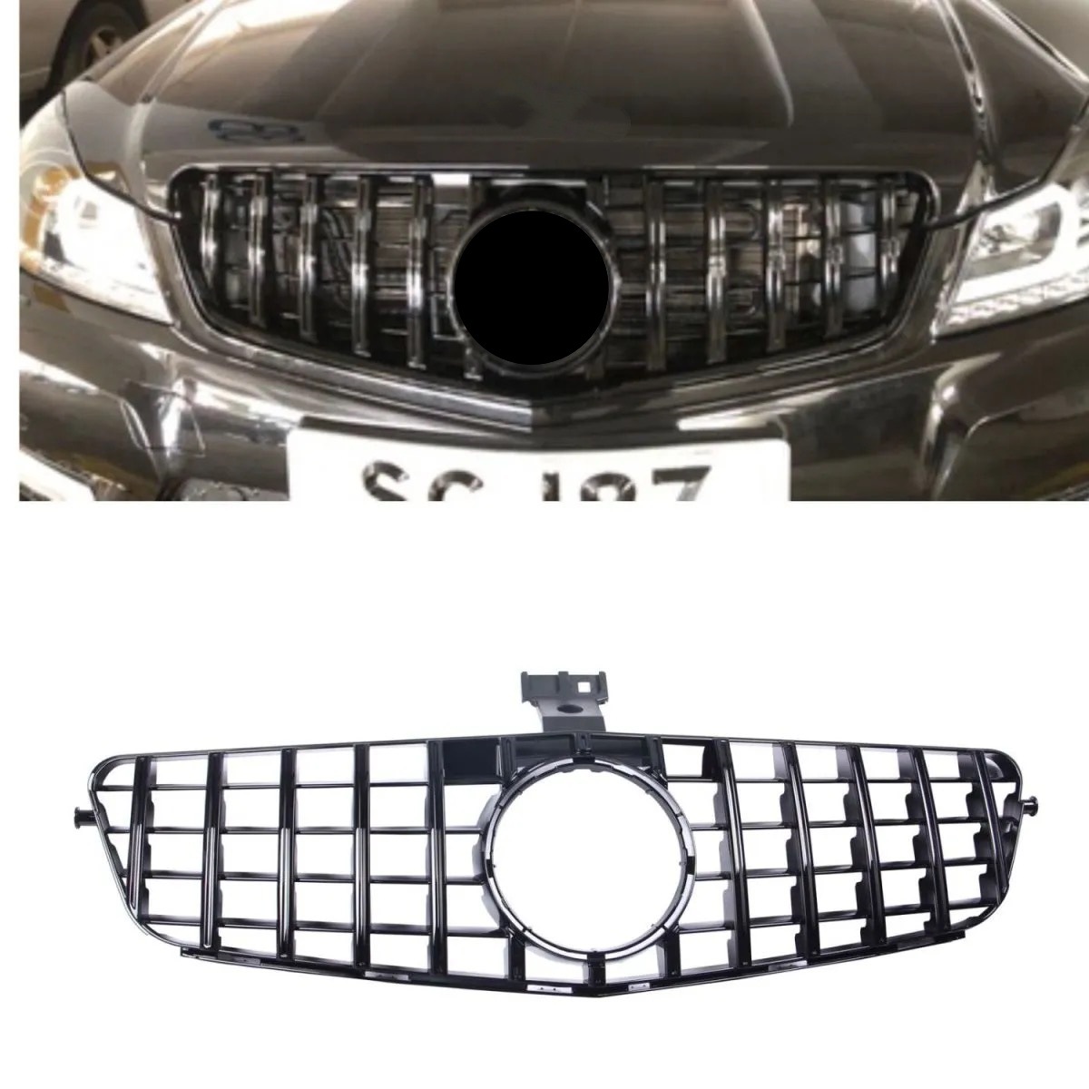 The Front Grille Is Suitable for Mercedes-Benz 07-14 C-Class W204 Starry Gt Amg Model with Vertical Slats