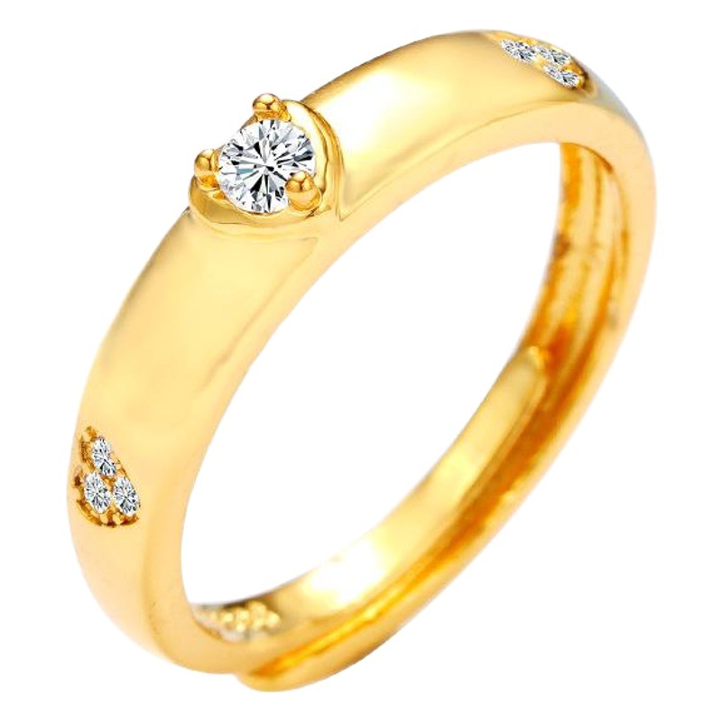 Amor arena oro ZIRCON pareja anillo cobre plateado 24K oro abierto hombres y mujeres anillo imitación diamante anillo transfronterizo