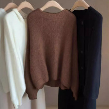 家锭纺 秋日限定 轻盈云朵感棉感肌理 圆领长袖针织毛衣100%纯羊