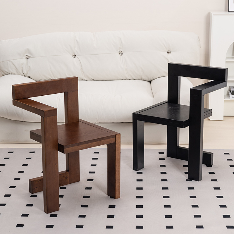 Nordic Solid Wood Dining Chair Middle Ancient Simple Building Blocks Chair Creative Home Designer Desk Chair Armrest Leisure Chair