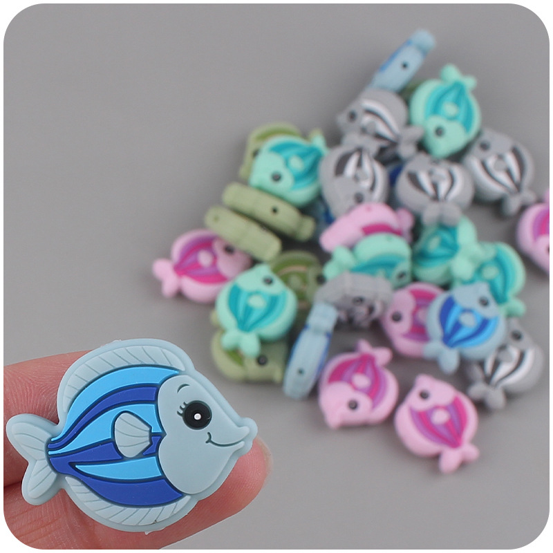 Bebé suministros de dibujos animados animal pescado silicona mordedor creativo DIY bebé molar pezón cadena anti-caída cadena Accesorios