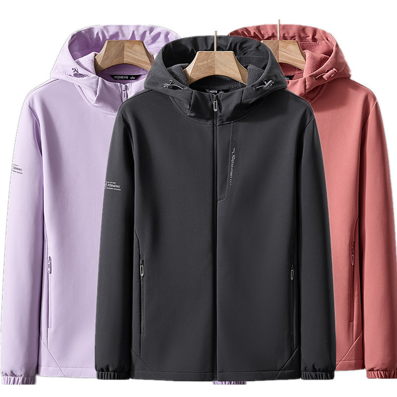 2025 Autumn and Winter New Outdoor Jacket Soft Shell Jacket Women's Fleece-Lined Warm Single-Layer Windproof Waterproof Fleece Jacket Men's