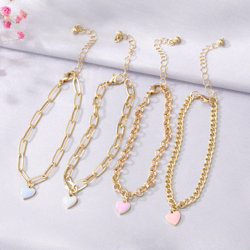 European and American cross-border retro thick chain personalized bracelets mixed and matched open bracelets bracelets stacked style set bracelets wholesale