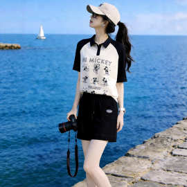 慵懒chic休闲洋气套装女2026夏季活泼减龄可爱短袖T恤短裤两件套