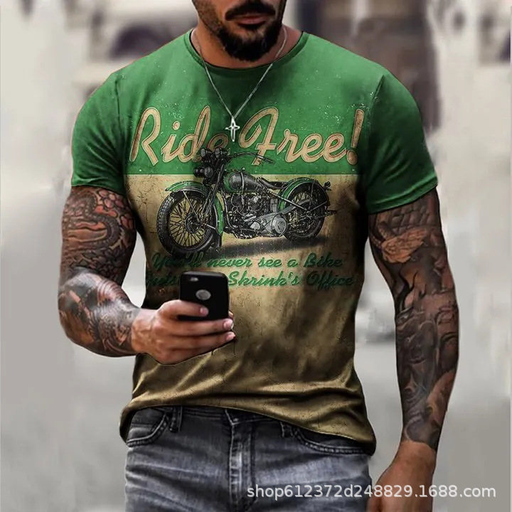 Fabricante de la fuente de los hombres de la camisa de manga corta de la calle Nueva Venta caliente de comercio electrónico transfronterizo camiseta impresa 3D arte flexible