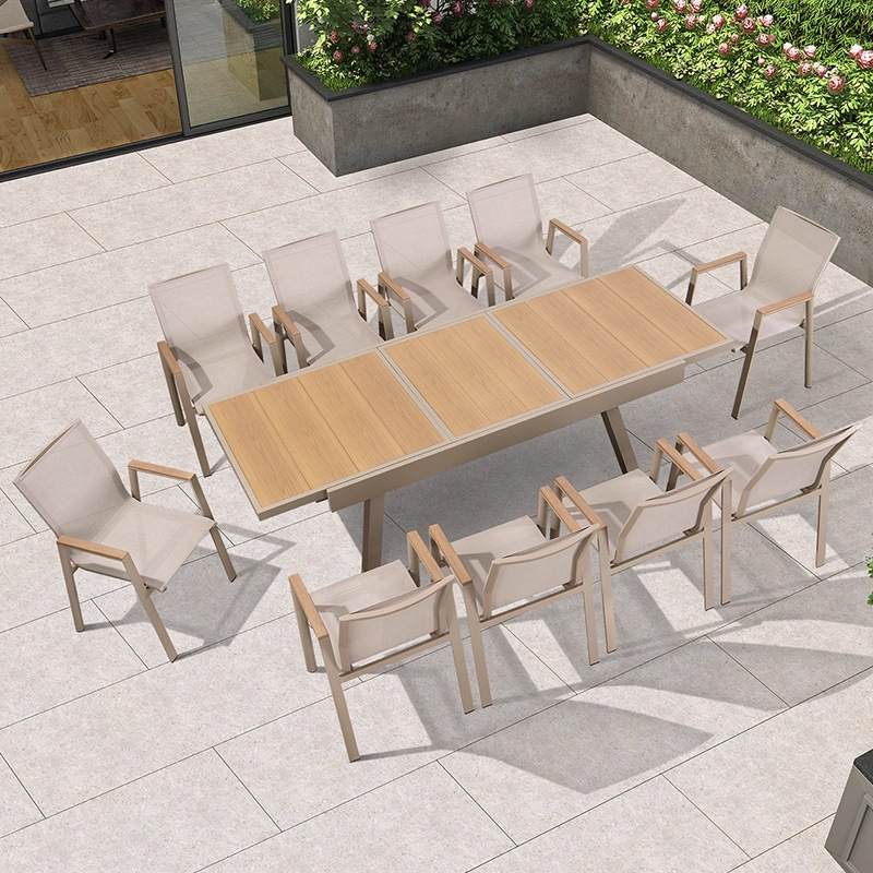Mesa y silla al aire libre de ocio terraza al aire libre de tres piezas sillas combinadas patio terraza jardín patio telescópico