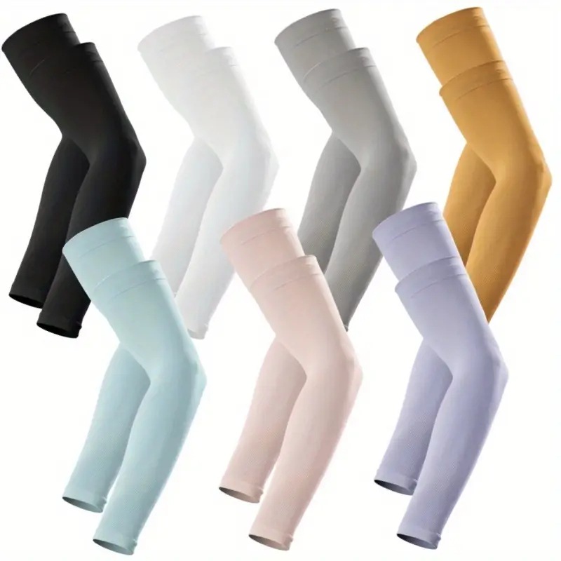 Summer Ice Sleeves Sun Protection Sleeves for Men and Women Ice Silk Outdoor Sports Cycling Anti-Uv Sunshade Arm Guards Seamless Sleeves
