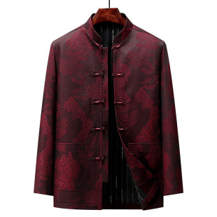 Dad Spring Coat Middle-aged and Elderly Tang Men's Jacket Chinese Style Grandpa suit Autumn Old People's Birthday Clothes