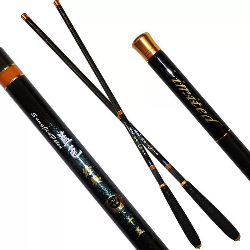 Short-section carbon fishing rod, telescopic 2.7–5.4 m, lightweight foam handle