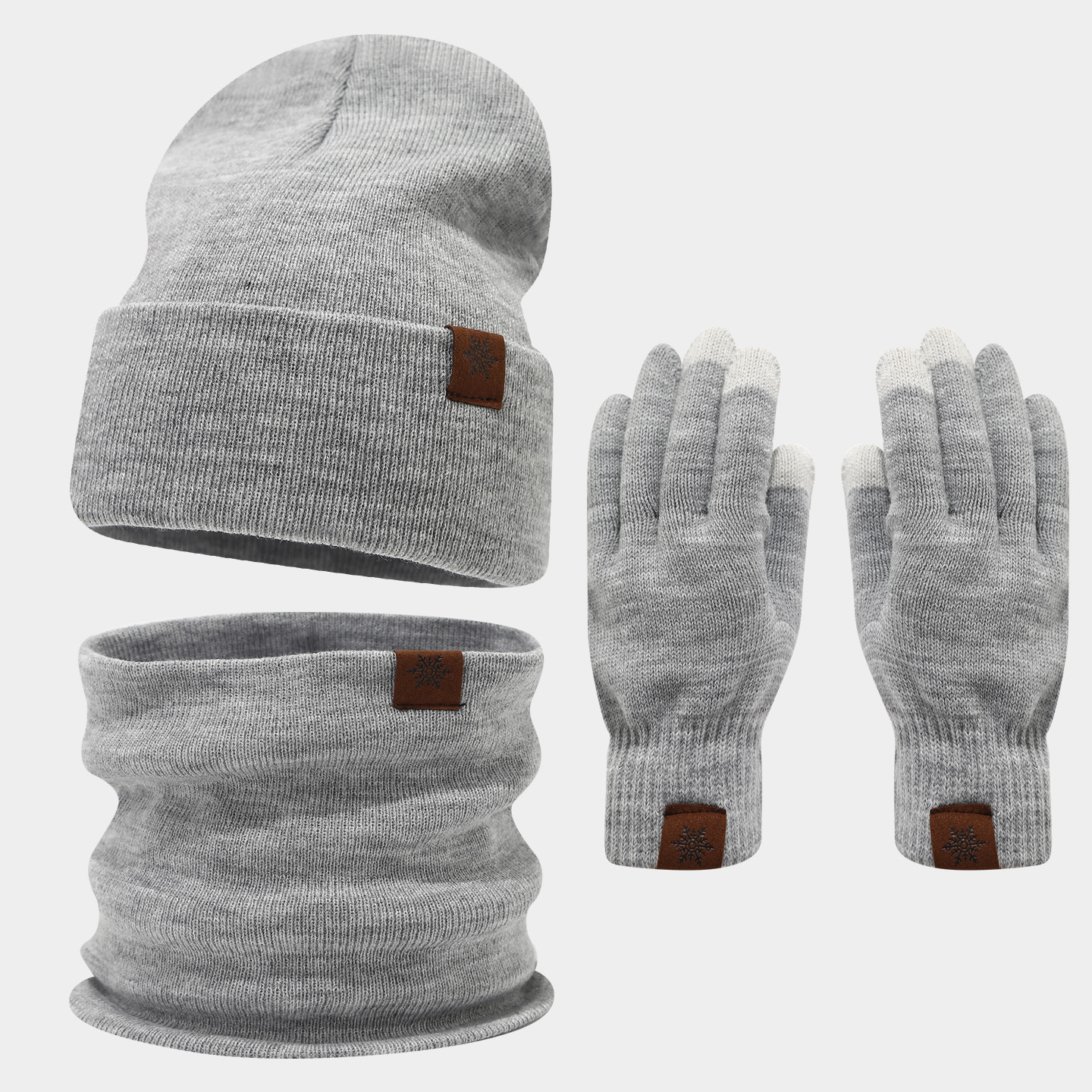 Sombrero de copo de nieve guantes de tres piezas para mujeres al aire libre engrosado calentamiento sombrero de punto calentamiento conjunto de moda masculina