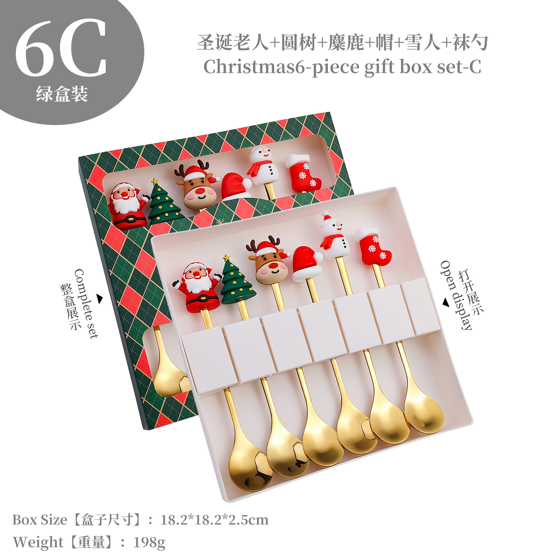 W juego de cuchara de Navidad transfronteriza dibujos animados lindo divertido muñeco de nieve cuchara postre de Navidad creativo cuchara tenedor vajilla de regalo