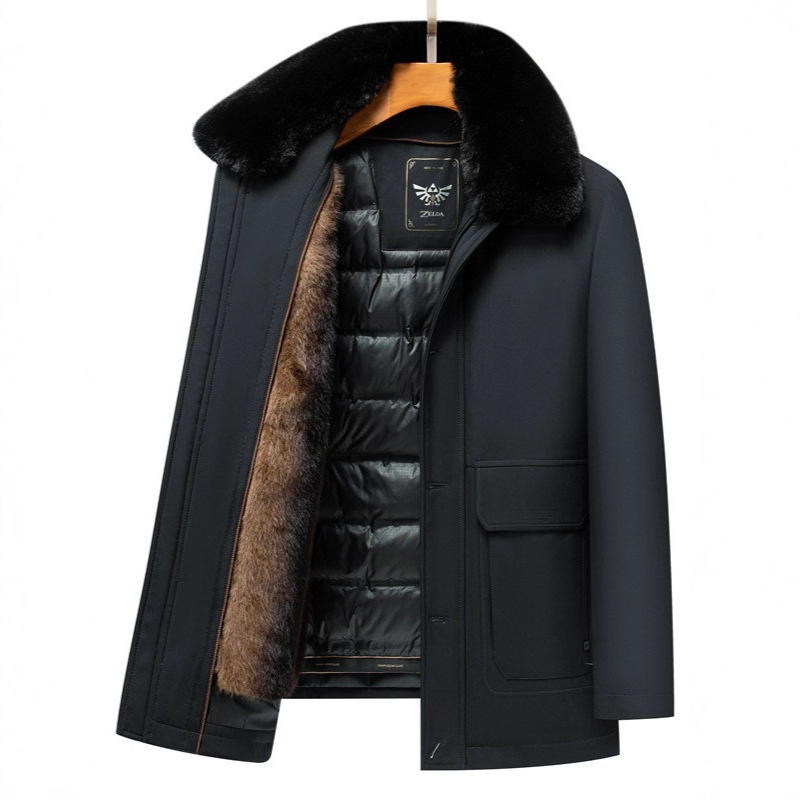 Men's Thickeneded Fur Collar down Jacket 2025 Winter New Men's Middle-Aged and Elderly Business Casual Removable Liner Jacket Men's Thickeneded Fur Collar down Jacket 2025 Winter New Men's Middle-Aged and Elderly Business Casual Removable Liner Jacket