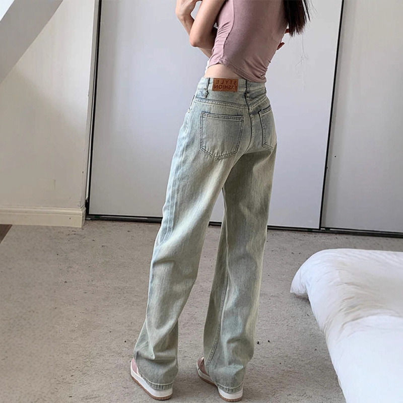 Light-Colored Yellow Mud Narrow Wide-Leg Jeans for Women 2025 Autumn and Winter New Slim High-Waist Draped Loose Straight Pants Light-Colored Yellow Mud Narrow Wide-Leg Jeans for Women 2025 Autumn and Winter New Slim High-Waist Draped Loose Straight Pants