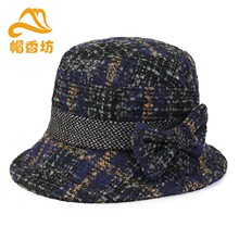 中老年人帽子女冬季妈妈毛呢礼帽加厚奶奶布盆帽春秋休闲渔夫帽
