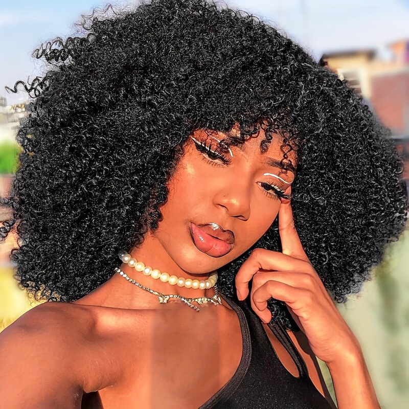 Durable Construction Versatile Afro Kinky Curly Synthetic Wig Perfect for Halloween Christmas Music Festival