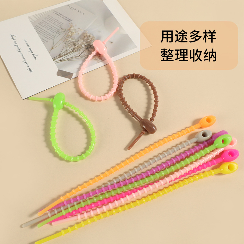 彩色束线器硅胶包包绑带可重复使用伸缩TPE扎带线捆绑带工厂批发