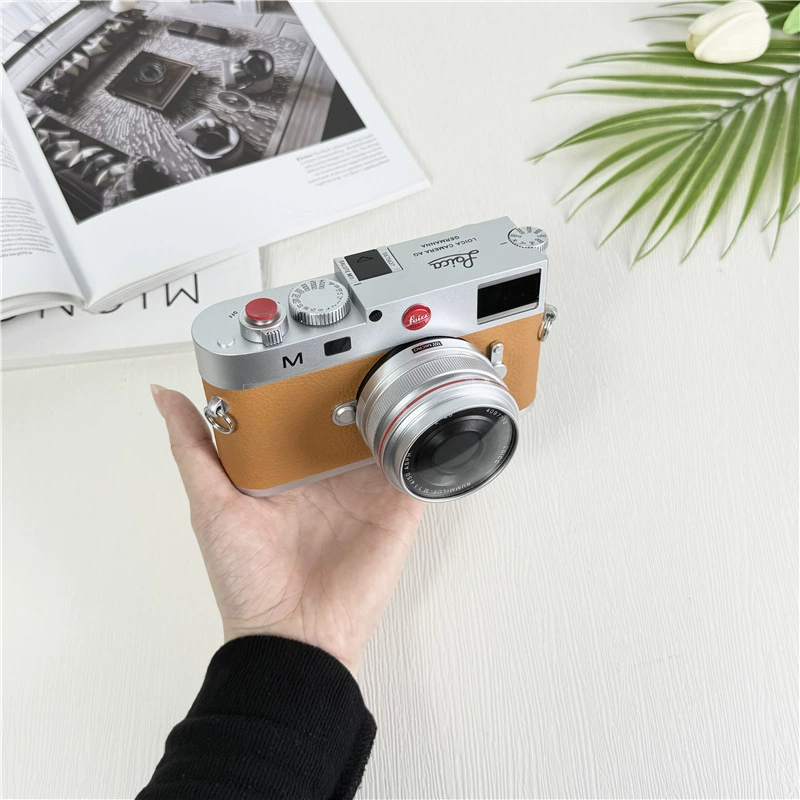 Retro camera model prop M‑style, detachable lenses, painted plastic body, strap, display options