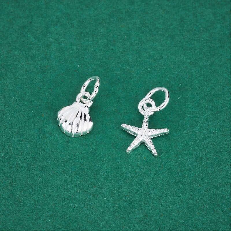 S925 Sterling Silver Mini Starfish Shell Pendant Five-Pointed Star Charm DIY Bracelet Necklace Silver Jewelry Accessory Materials S925 Sterling Silver Mini Starfish Shell Pendant Five-Pointed Star Charm DIY Bracelet Necklace Silver Jewelry Accessory Materials