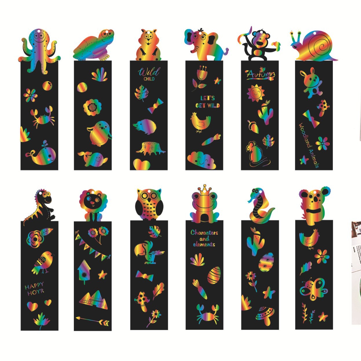 Cuadro de rascar DIY animal — papel de arte multicolor, pintura creativa para niños, regalo artesanal transfronterizo