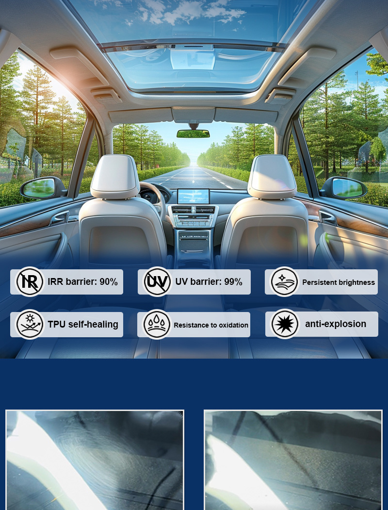 Carlaissl Sunroof Ice Armor Tpu7.5Mil Black Crystal Sun Protection and Heat Insulation Film Car Roof Film Anti-Uv Film