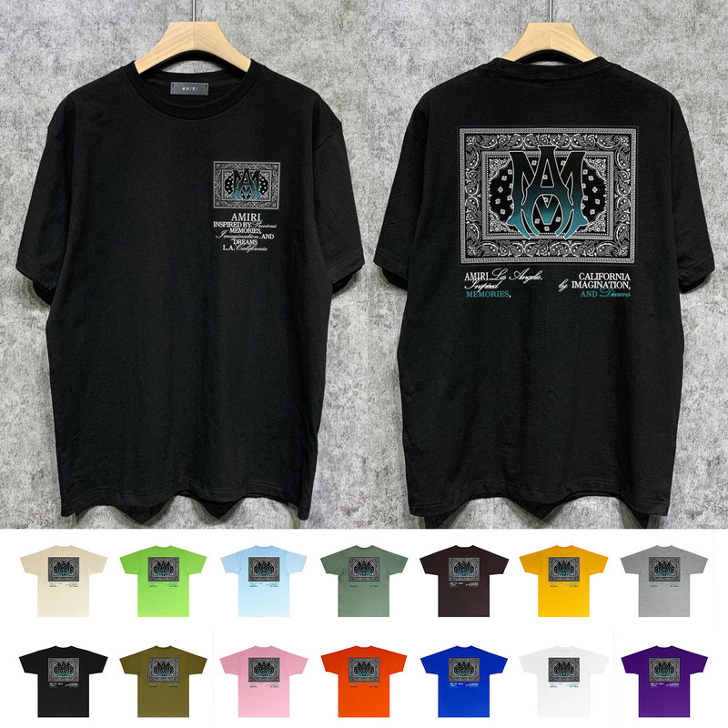 Double Yarn Men's and Women's Laser Printed Pure Cotton Couple Amirit-Shirt Trendy Brand T-Shirt Printed Short-Sleeved Cross-Border
