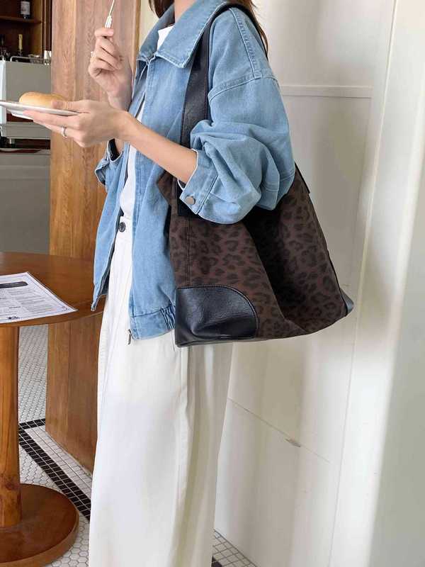 多果女包 时尚豹纹托特包女2025秋冬新款甜酷辣妹小众手提单肩包|undefined